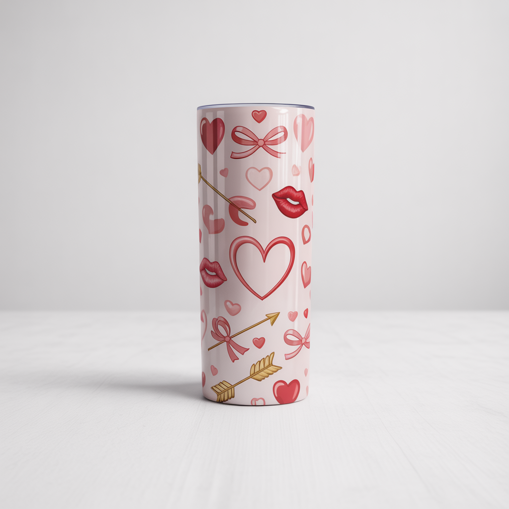 Valentine Pattern Tumbler Wrap Bundle | Hearts, Bows & Love Icons | 5 PNG Digital Downloads