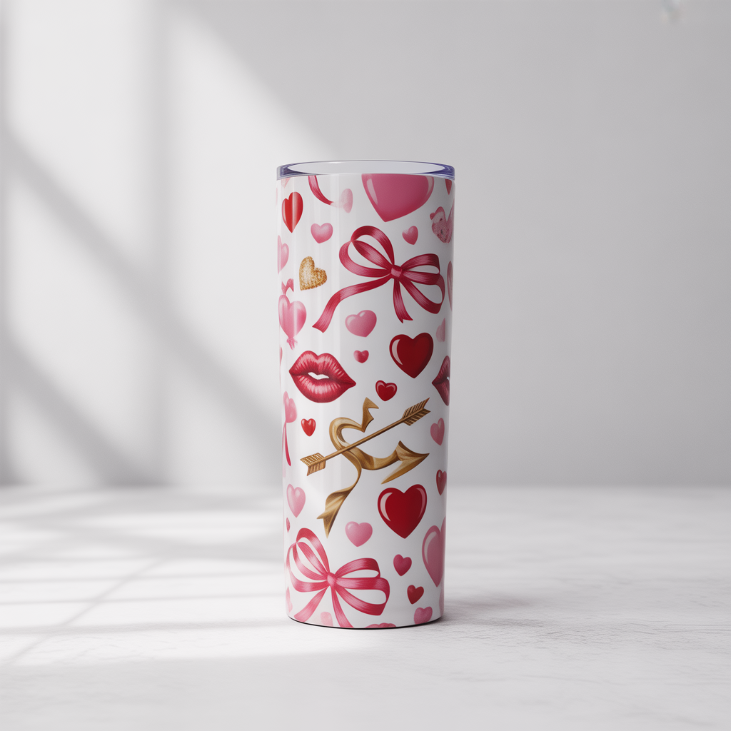 Valentine Pattern Tumbler Wrap Bundle | Hearts, Bows & Love Icons | 5 PNG Digital Downloads