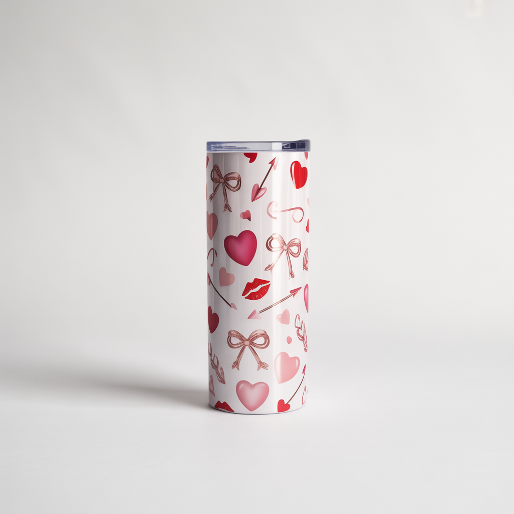 Valentine Pattern Tumbler Wrap Bundle | Hearts, Bows & Love Icons | 5 PNG Digital Downloads