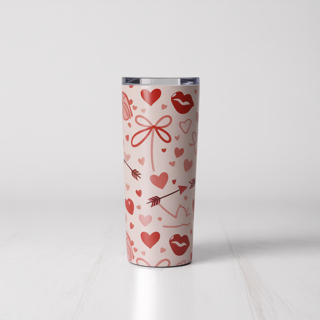 Valentine Pattern Tumbler Wrap Bundle | Hearts, Bows & Love Icons | 5 PNG Digital Downloads