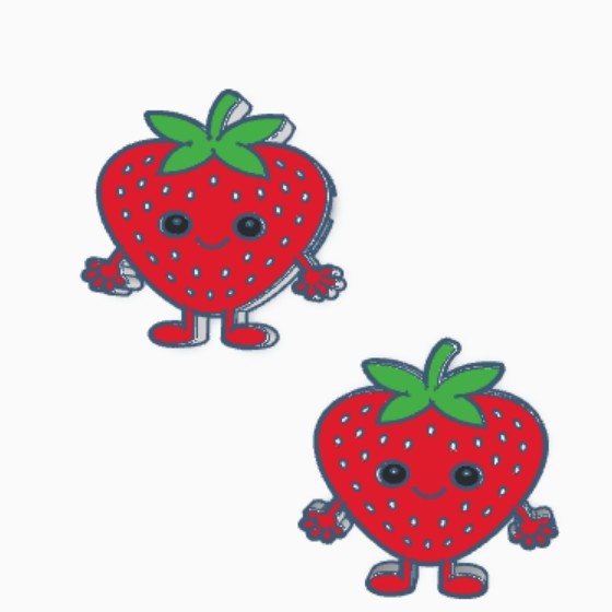 Denee Crafts and Creations set of two red strawberry can openers with green leaves and cute faces.