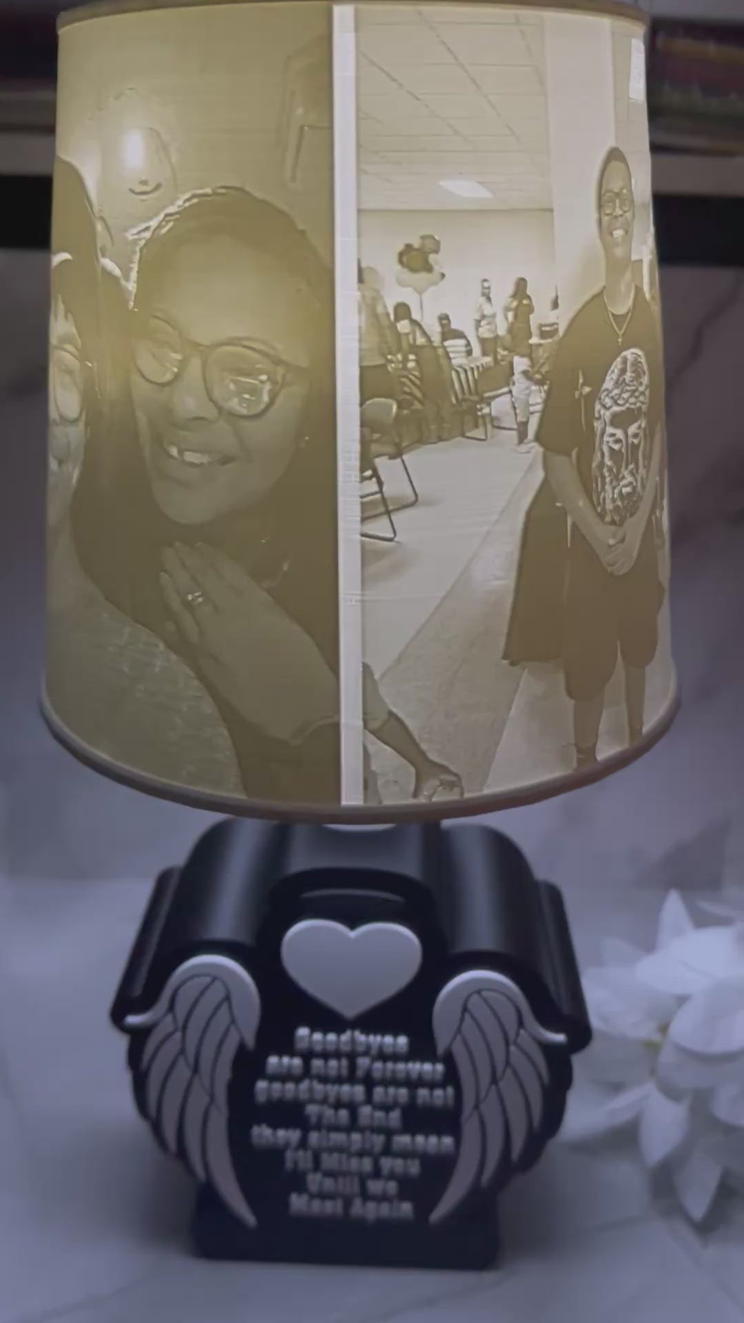 Custom 3D Personalized Memorial Lamp – Angel Wings Photo Light | Sympathy & Remembrance Gift | In Loving Memory LED Lamp