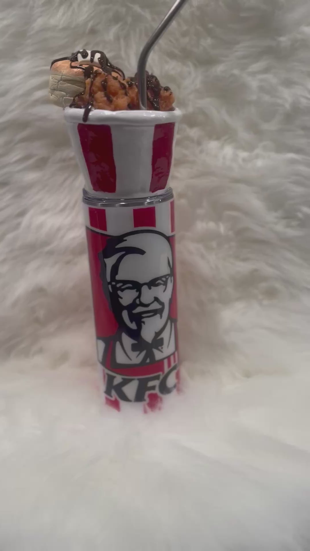 Handmade KFC-Inspired Foodie Tumbler – Clay & Resin Design (20 oz)