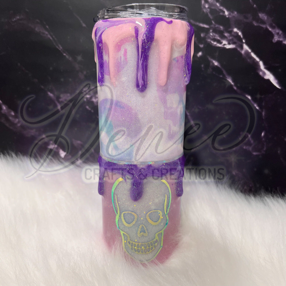 Double Skeleton Glitter Faces with Drips 20 oz Tumbler