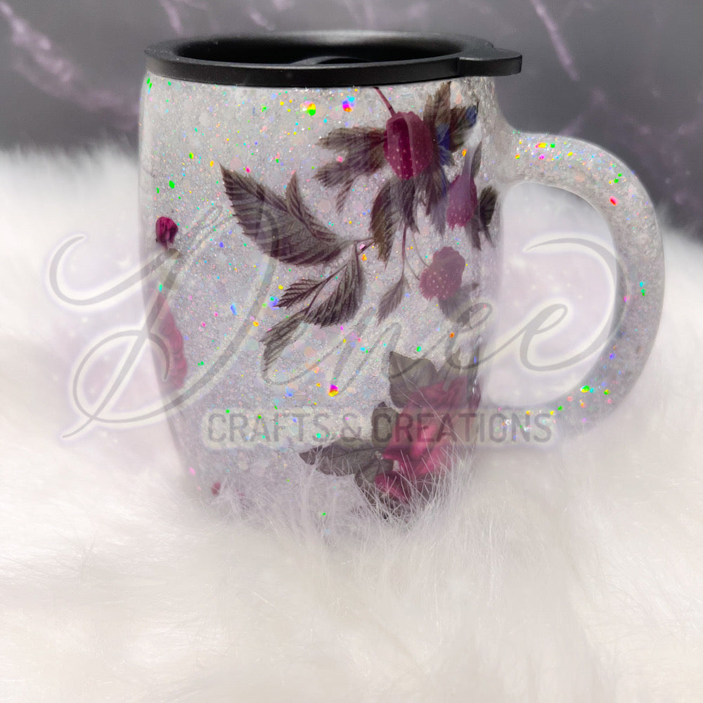 Rose Skeleton 14 oz glitter Mug with matching coasters