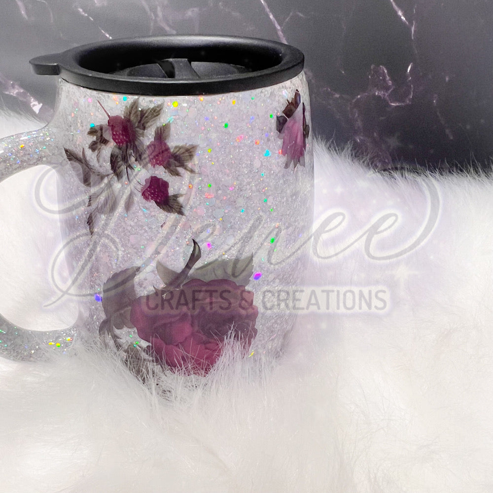 Rose Skeleton 14 oz glitter Mug with matching coasters